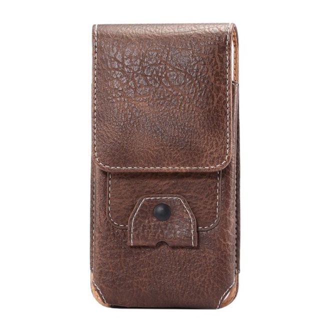 Universelle Handytasche (bis 5.5") - Hülle aus Leder - mit Karabinerhaken und Kartenslot - braun