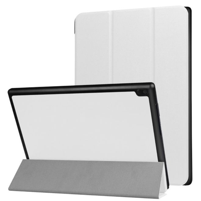 Étui à rabat en cuir à trois volets pour Lenovo Tab 4 10 - avec fonction support - Blanc