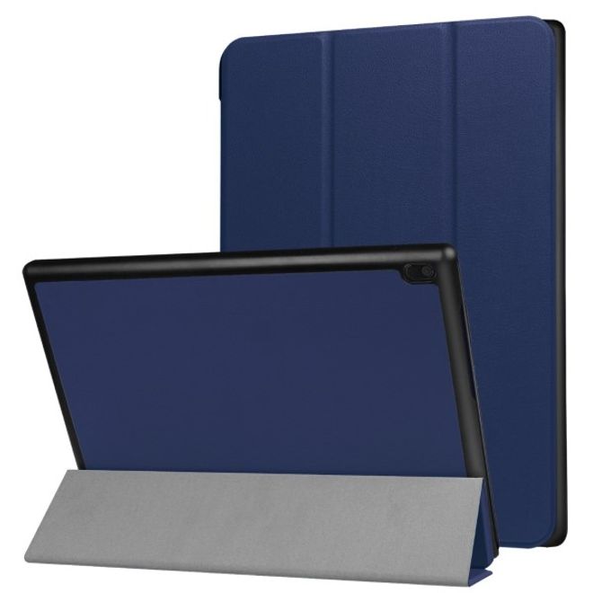 Lenovo Tab 4 10 Dreifach faltbare Leder Flip Hülle - mit Standfunktion - dunkelblau