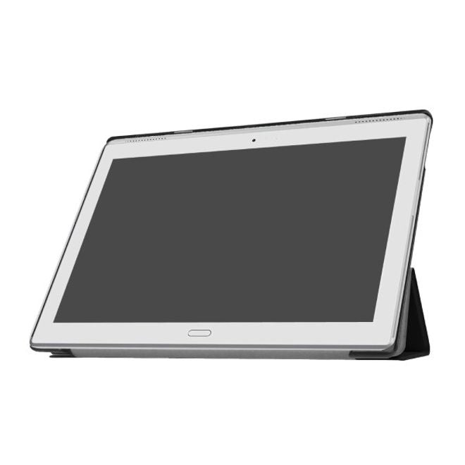 Lenovo Tab 4 10 Plus Tri-fold Leather Flip Case - with Stand Function - Black