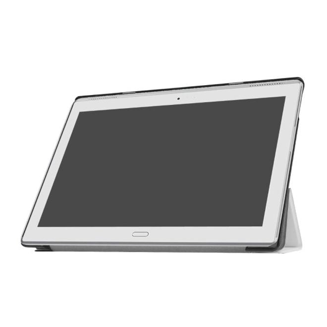 Lenovo Tab 4 10 Plus Dreifach faltbare Leder Flip Hülle - mit Standfunktion - weiss