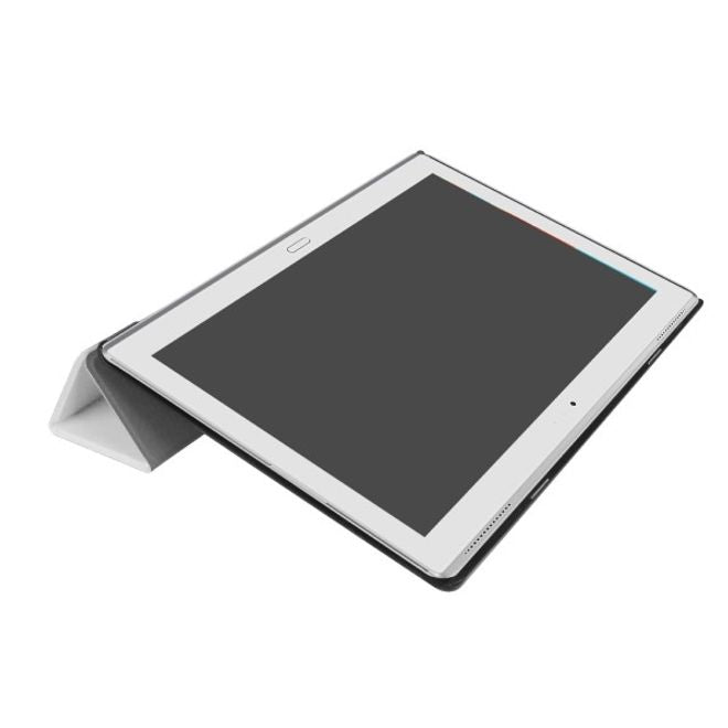 Lenovo Tab 4 10 Plus Dreifach faltbare Leder Flip Hülle - mit Standfunktion - weiss