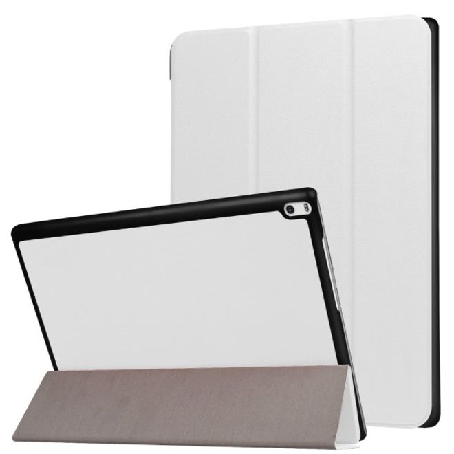 Lenovo Tab 4 10 Plus Dreifach faltbare Leder Flip Hülle - mit Standfunktion - weiss