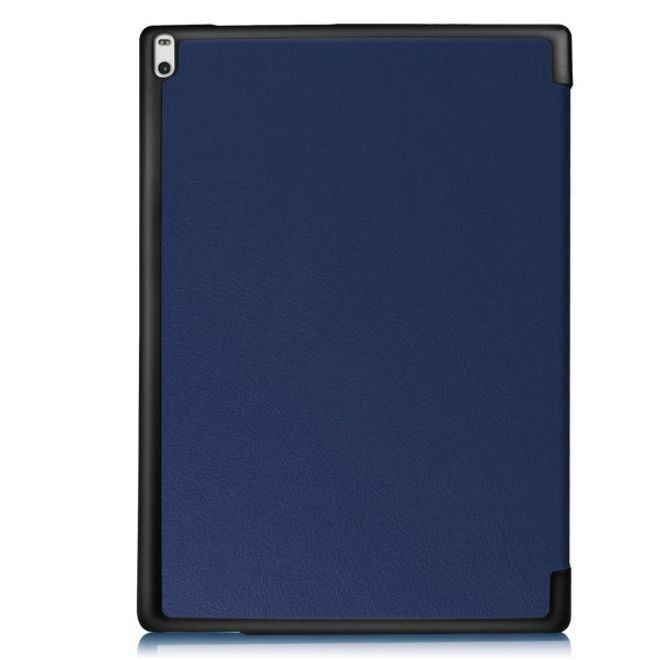 Étui à rabat en cuir à trois volets pour Lenovo Tab 4 10 Plus - avec fonction support - Bleu foncé