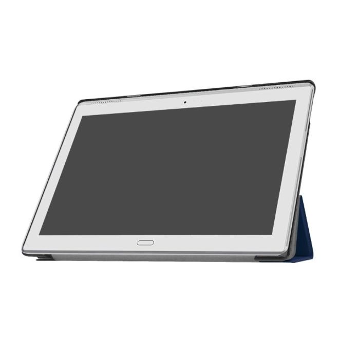 Étui à rabat en cuir à trois volets pour Lenovo Tab 4 10 Plus - avec fonction support - Bleu foncé