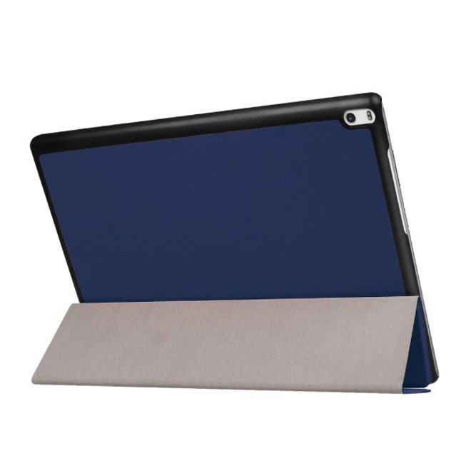Étui à rabat en cuir à trois volets pour Lenovo Tab 4 10 Plus - avec fonction support - Bleu foncé