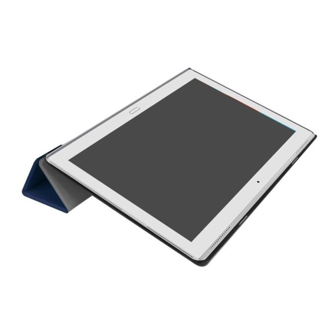 Étui à rabat en cuir à trois volets pour Lenovo Tab 4 10 Plus - avec fonction support - Bleu foncé