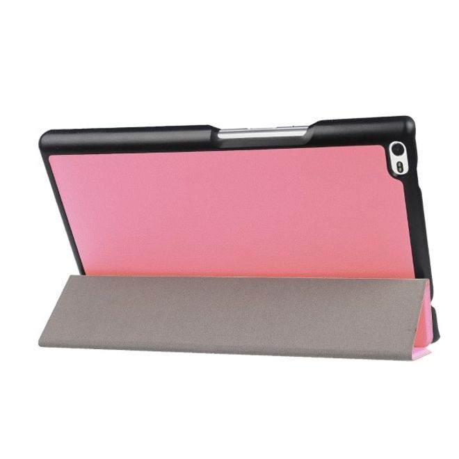 Lenovo Tab 4 8 Dreifach faltbare Leder Flip Hülle - mit Standfunktion - pink