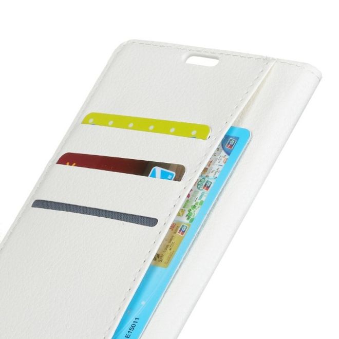 Nokia 2.1 Handy Hülle - Litchi Leder Bookcover Series - weiss