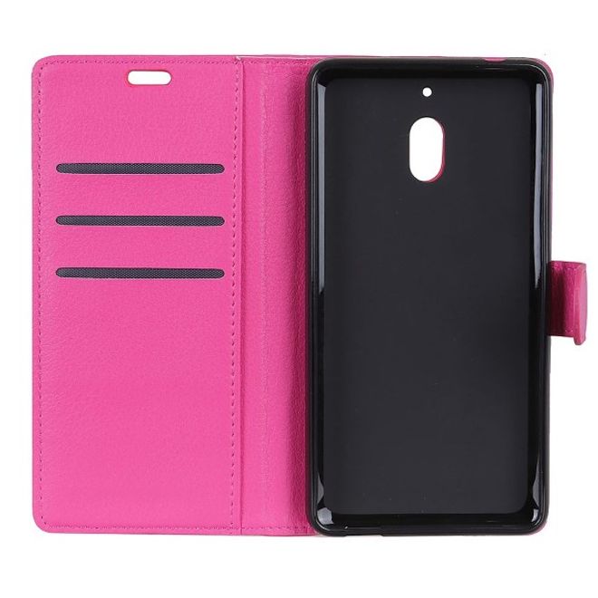 Nokia 2.1 Handy Hülle - Litchi Leder Bookcover Series - rosa