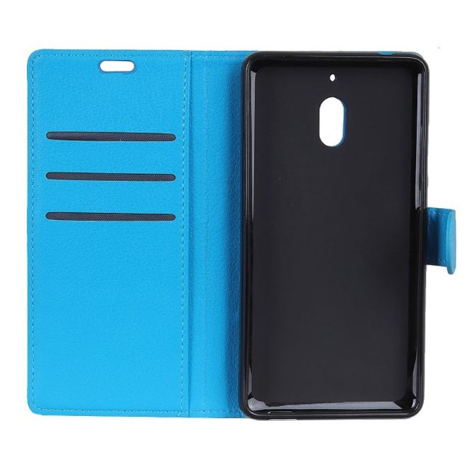 Nokia 2.1 Handy Hülle - Litchi Leder Bookcover Series - blau