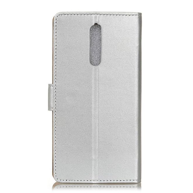 Nokia 5.1 Handy Hülle - Classic II Leder Bookcover Series - silber