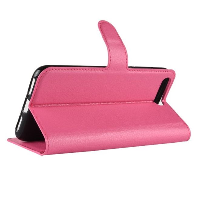 Huawei Y6 (2018) Handy Hülle - Litchi Leder Bookcover Series - rosa