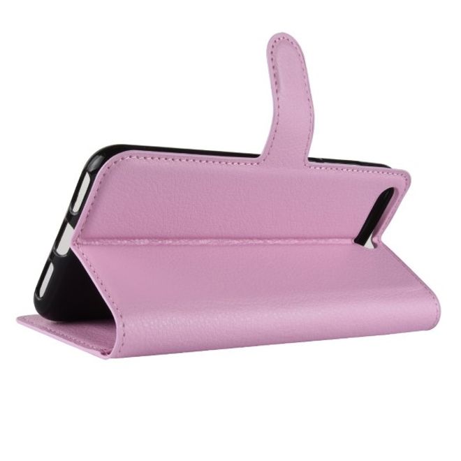Huawei Y6 (2018) Handy Hülle - Litchi Leder Bookcover Series - pink