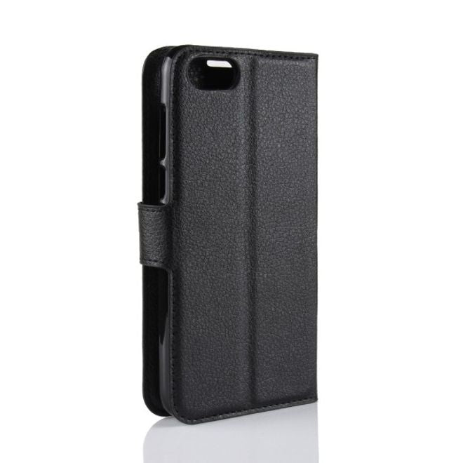 Huawei Honor 7S / Y5 (2018) Handy Hülle - Litchi Leder Bookcover Series - schwarz