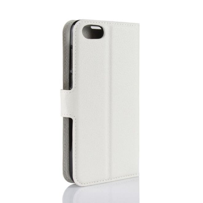 Huawei Honor 7S / Y5 (2018) Handy Hülle - Litchi Leder Bookcover Series - weiss
