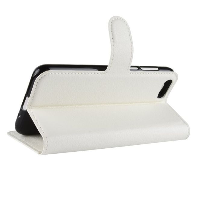 Huawei Honor 7S / Y5 (2018) Handy Hülle - Litchi Leder Bookcover Series - weiss