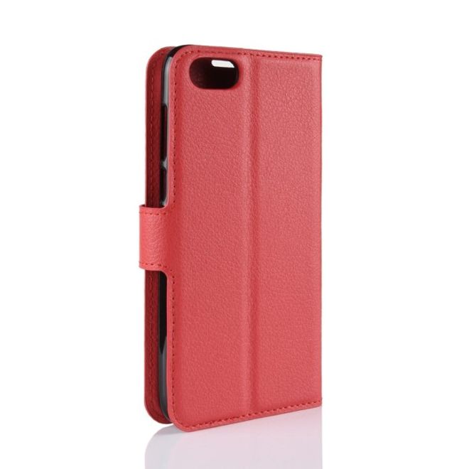 Huawei Honor 7S / Y5 (2018) Handy Hülle - Litchi Leder Bookcover Series - rot