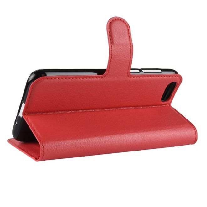 Huawei Honor 7S / Y5 (2018) Handy Hülle - Litchi Leder Bookcover Series - rot