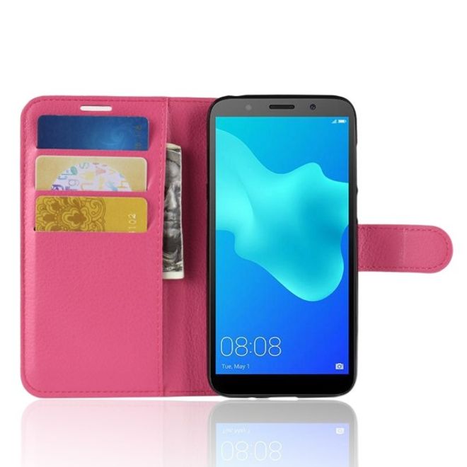 Huawei Honor 7S / Y5 (2018) Handy Hülle - Litchi Leder Bookcover Series - rosa
