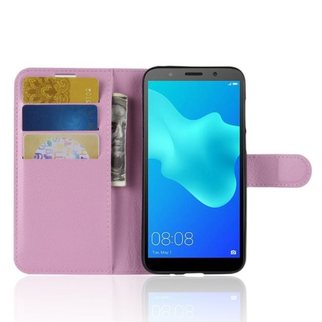 Huawei Honor 7S / Y5 (2018) Handy Hülle - Litchi Leder Bookcover Series - pink