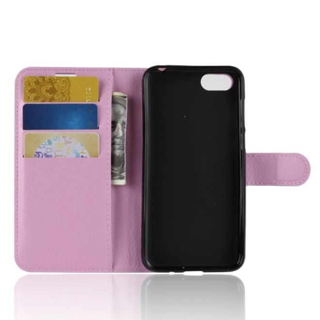 Huawei Honor 7S / Y5 (2018) Handy Hülle - Litchi Leder Bookcover Series - pink