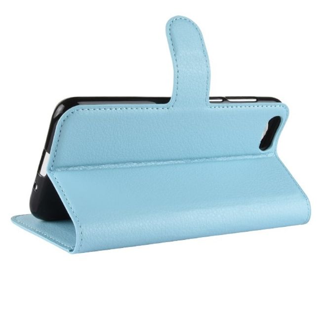 Huawei Honor 7S / Y5 (2018) Handy Hülle - Litchi Leder Bookcover Series - hellblau