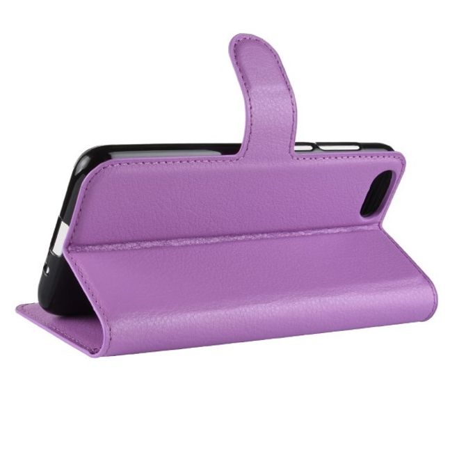 Huawei Honor 7S / Y5 (2018) Handy Hülle - Litchi Leder Bookcover Series - purpur