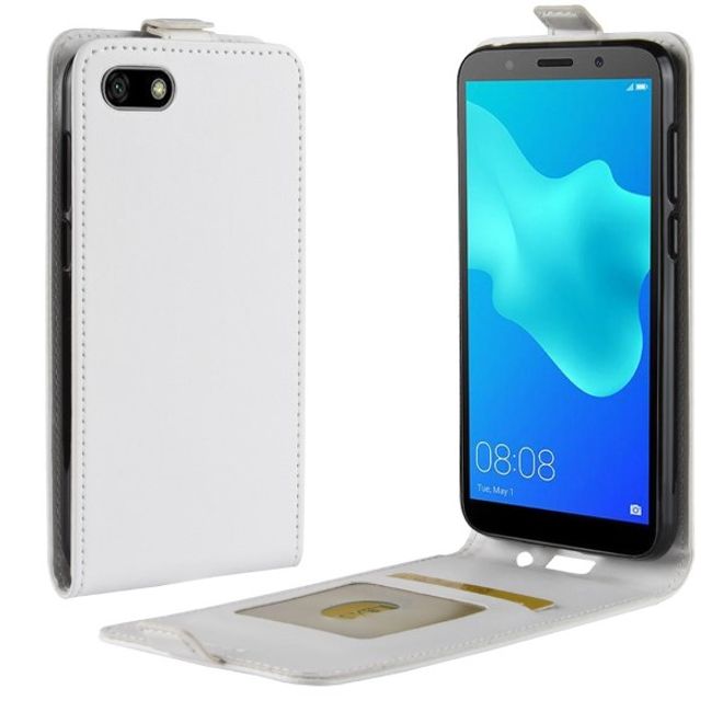 Huawei Honor 7S / Y5 (2018) Handy Hülle - Crazy Horse Flip Leder Series Case - weiss