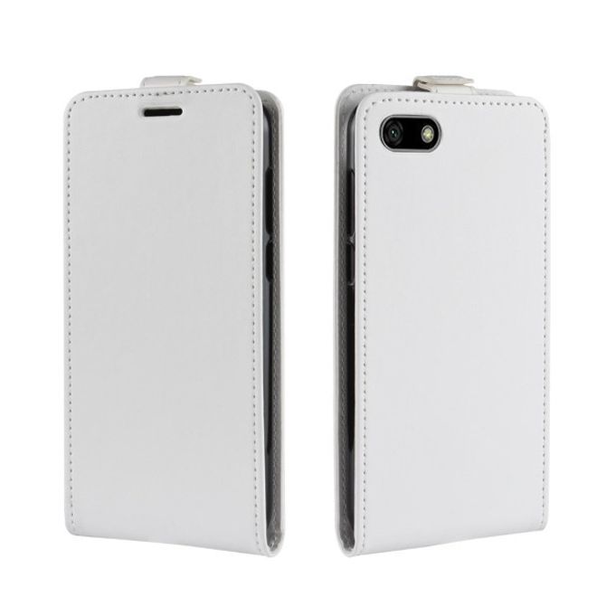 Huawei Honor 7S / Y5 (2018) Handy Hülle - Crazy Horse Flip Leder Series Case - weiss