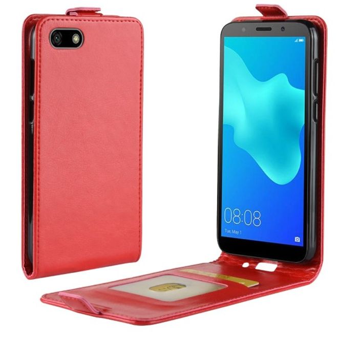 Huawei Honor 7S / Y5 (2018) Handy Hülle - Crazy Horse Flip Leder Series Case - rot