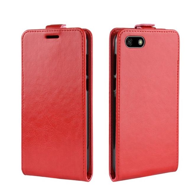 Huawei Honor 7S / Y5 (2018) Handy Hülle - Crazy Horse Flip Leder Series Case - rot