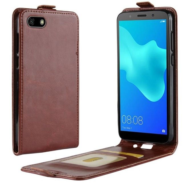 Huawei Honor 7S / Y5 (2018) Handy Hülle - Crazy Horse Flip Leder Series Case - braun