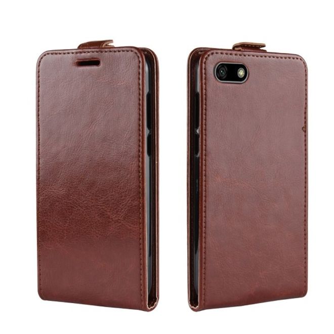 Huawei Honor 7S / Y5 (2018) Handy Hülle - Crazy Horse Flip Leder Series Case - braun
