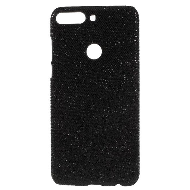 Huawei Y7 (2018) Handy Hülle - Case aus Hartplastik - schwarzer Glitzermuster