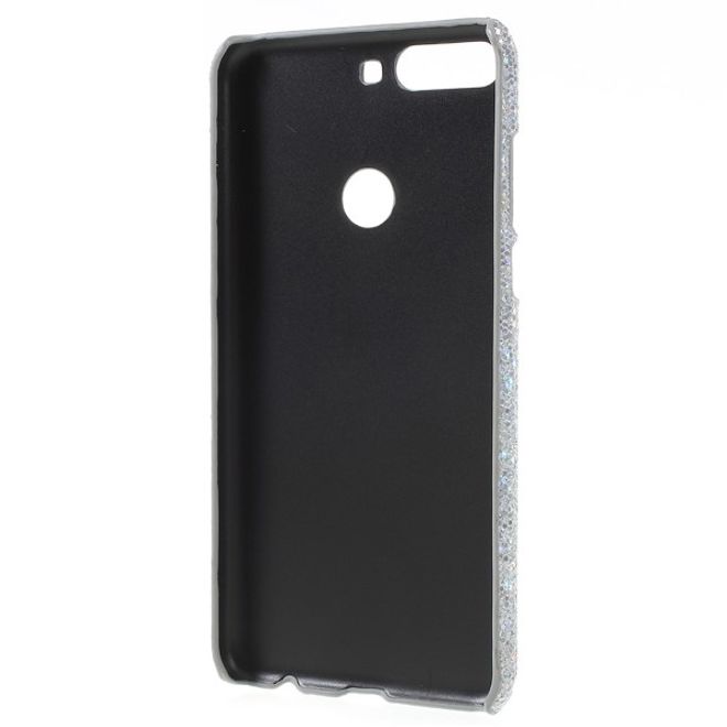 Huawei Y7 (2018) Handy Hülle - Case aus Hartplastik - silbernes Glitzermuster