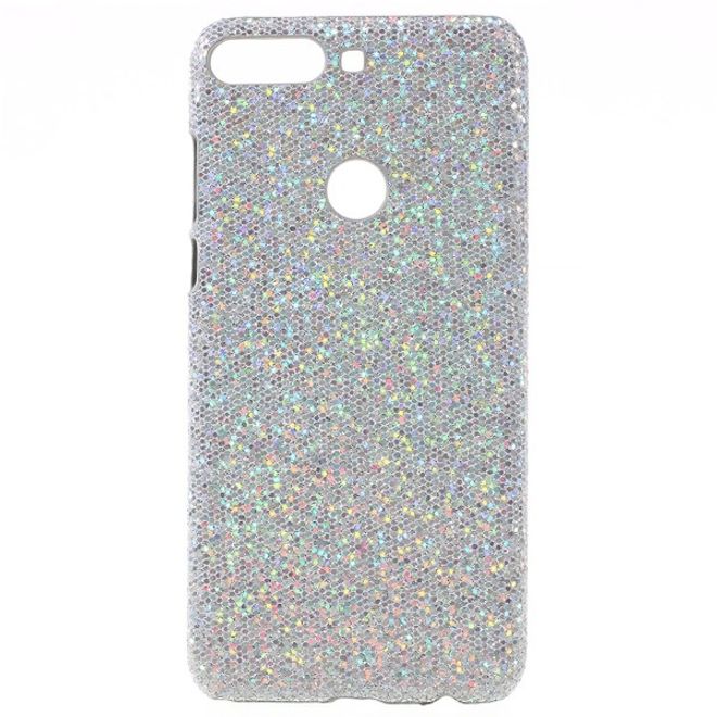 Huawei Y7 (2018) Handy Hülle - Case aus Hartplastik - silbernes Glitzermuster