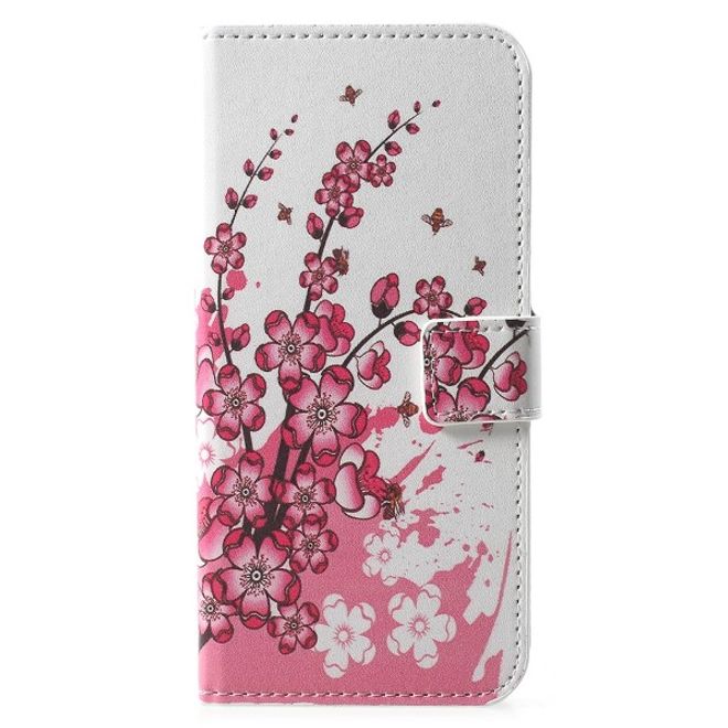 Huawei Y6 (2018) Handy Hülle - Leder Bookcover Image Series - pinke Blumen
