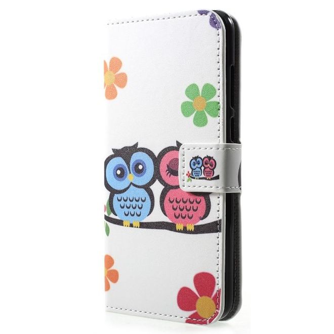Huawei Y6 (2018) Handy Hülle - Leder Bookcover Image Series - Eulenpaar
