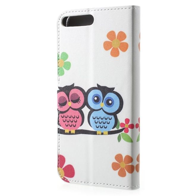 Huawei Y6 (2018) Handy Hülle - Leder Bookcover Image Series - Eulenpaar