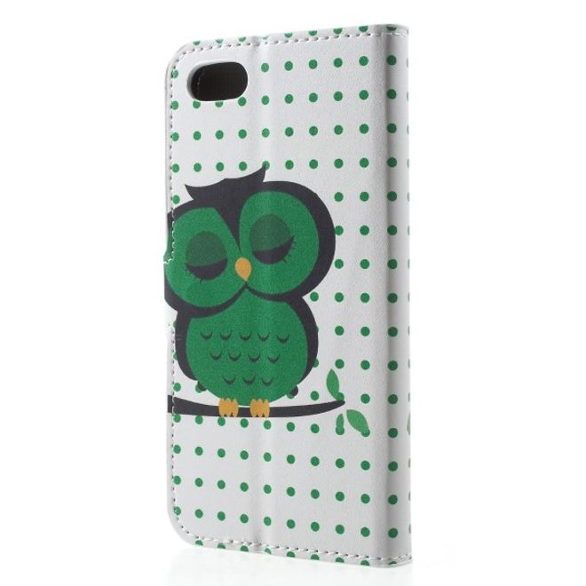 Huawei Honor 7S / Y5 (2018) Handy Hülle - Leder Bookcover Image Series - grüne Eule