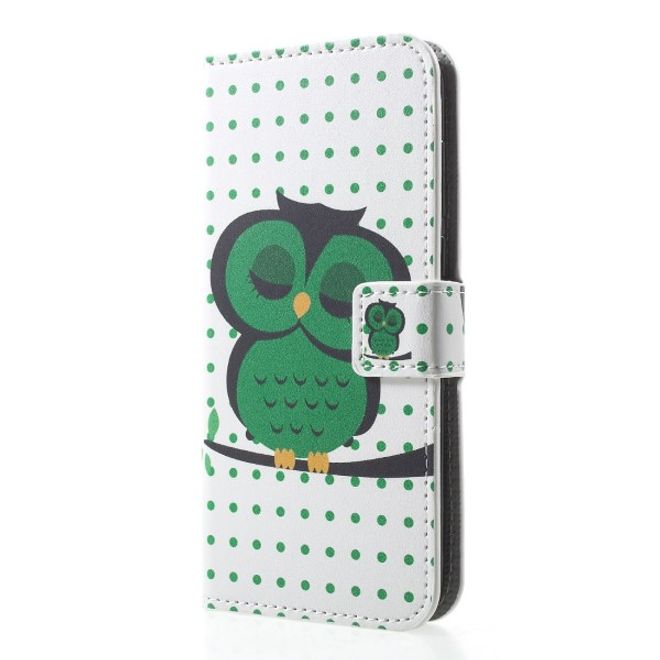 Huawei Honor 7S / Y5 (2018) Handy Hülle - Leder Bookcover Image Series - grüne Eule