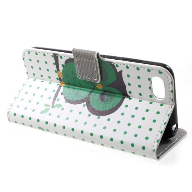 Huawei Honor 7S / Y5 (2018) Handy Hülle - Leder Bookcover Image Series - grüne Eule