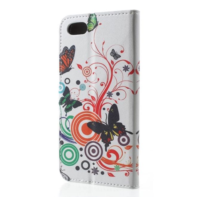 Huawei Honor 7S / Y5 (2018) Handy Hülle - Leder Bookcover Image Series - Schmetterlinge und Kreise