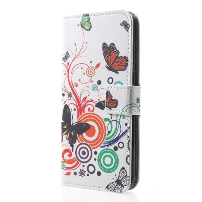 Huawei Honor 7S / Y5 (2018) Handy Hülle - Leder Bookcover Image Series - Schmetterlinge und Kreise