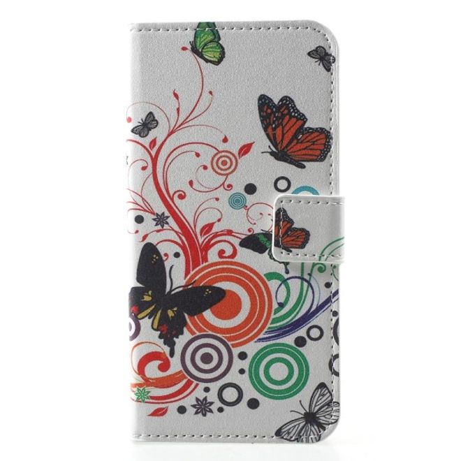 Huawei Honor 7S / Y5 (2018) Handy Hülle - Leder Bookcover Image Series - Schmetterlinge und Kreise