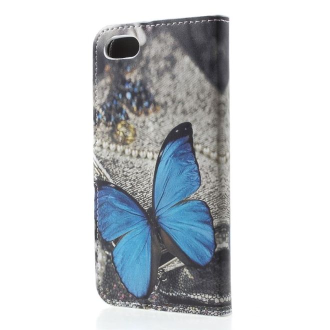 Huawei Honor 7S / Y5 (2018) Handy Hülle - Leder Bookcover Image Series - blauer Schmetterling