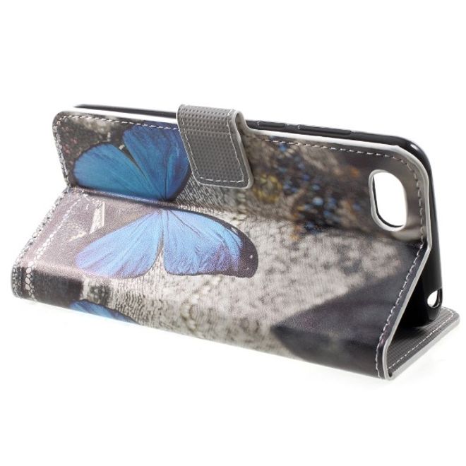 Huawei Honor 7S / Y5 (2018) Handy Hülle - Leder Bookcover Image Series - blauer Schmetterling