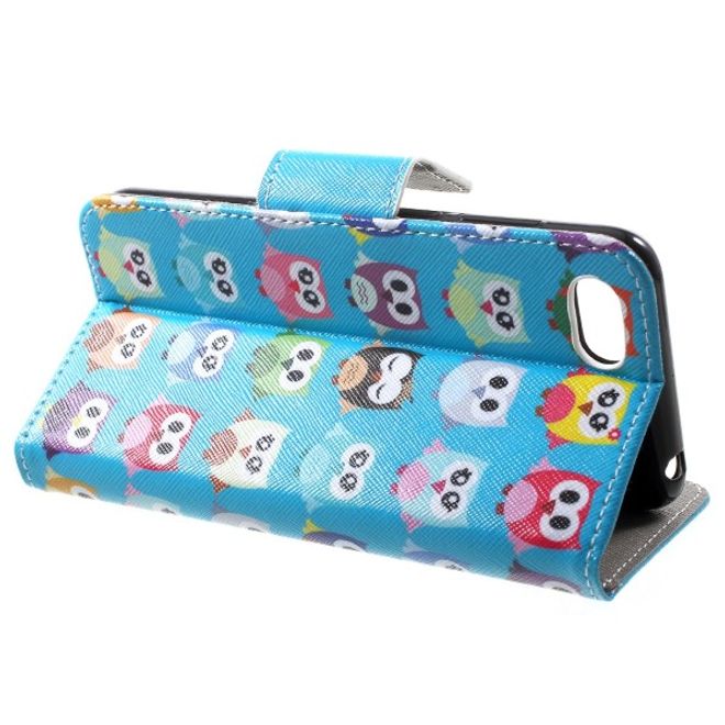 Huawei Honor 7S / Y5 (2018) Handyhülle - Leder Bookcover Image III Series - blaues Eulenmuster