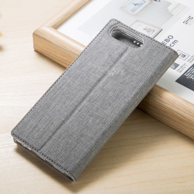 Vili Dmx - Huawei Y6 (2018) Hülle - Case aus Leder - mit Standfunktion - grau